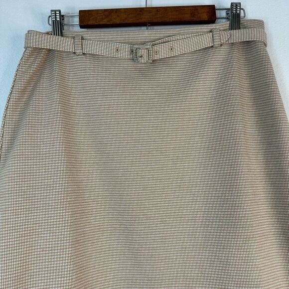 Ann Taylor The Petite Belted Aline Mini Skirt Micro Houndstooth Double Knit NWT - Picture 3 of 10